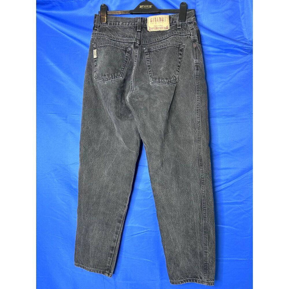Vtg Gitano Womens Black Straight Leg Jeans Sz 14 Short Cotton Denim Faded 90s - Picture 2 of 8